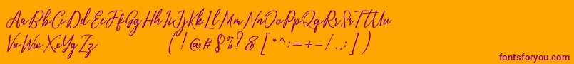 Capital Script Font – Purple Fonts on Orange Background