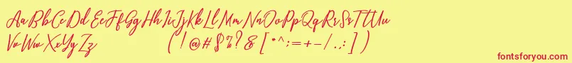 Fonte Capital Script – fontes vermelhas em um fundo amarelo