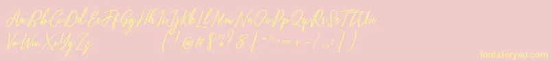 Capital Script Font – Yellow Fonts on Pink Background