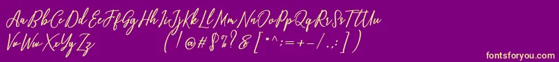 Capital Script Font – Yellow Fonts on Purple Background