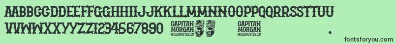 Capitan Morgan-Schriftart – Schwarze Schriften auf grünem Hintergrund