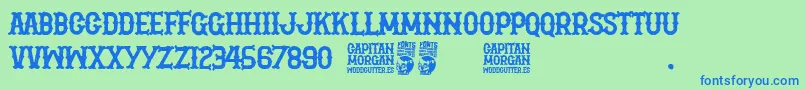 Capitan Morgan-fontti – siniset fontit vihreällä taustalla