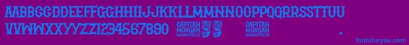 Capitan Morgan-fontti – siniset fontit violetilla taustalla