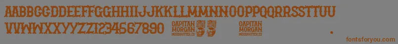 Capitan Morgan-Schriftart – Braune Schriften auf grauem Hintergrund