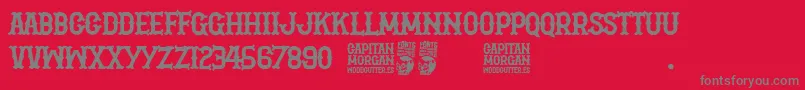 フォントCapitan Morgan – 赤い背景に灰色の文字
