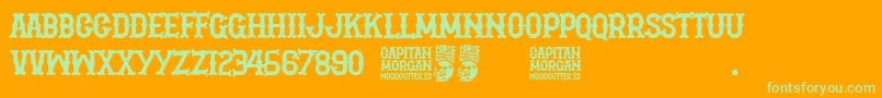 Fonte Capitan Morgan – fontes verdes em um fundo laranja