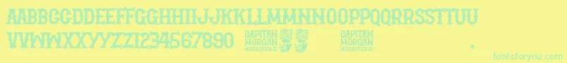 Capitan Morgan Font – Green Fonts on Yellow Background
