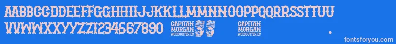 Capitan Morgan-fontti – vaaleanpunaiset fontit sinisellä taustalla