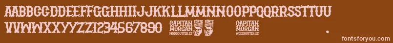 Capitan Morgan-Schriftart – Rosa Schriften auf braunem Hintergrund