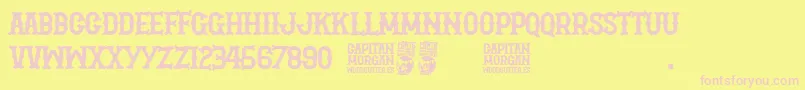 Capitan Morgan Font – Pink Fonts on Yellow Background