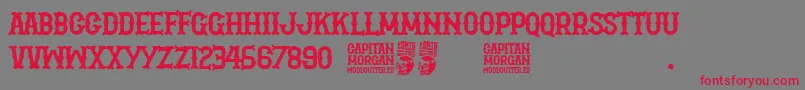 Capitan Morgan-fontti – punaiset fontit harmaalla taustalla