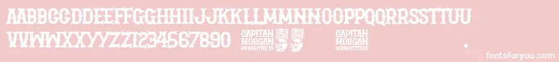 Capitan Morgan-Schriftart – Weiße Schriften auf rosa Hintergrund