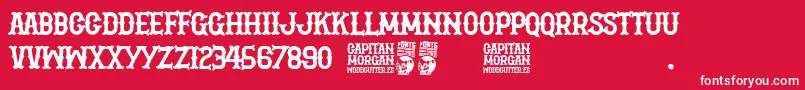 Fonte Capitan Morgan – fontes brancas em um fundo vermelho