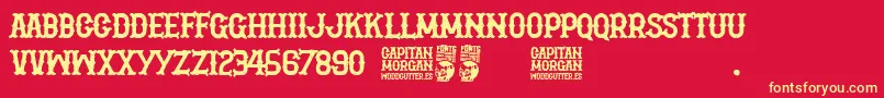 Police Capitan Morgan – polices jaunes sur fond rouge