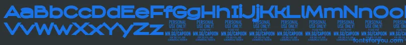 フォントCapoonBlac PERSONAL – 黒い背景に青い文字