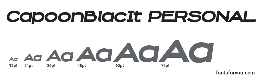 CapoonBlacIt PERSONAL Font Sizes