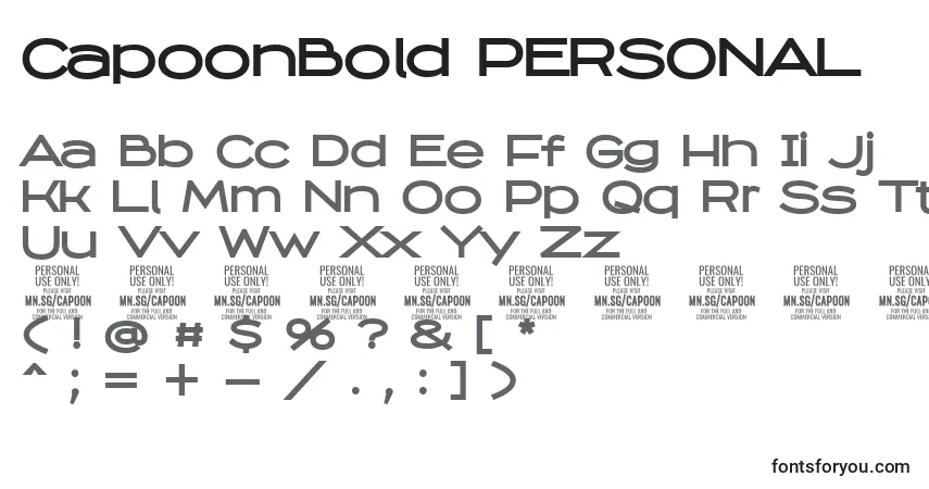 CapoonBold PERSONAL-fontti – aakkoset, numerot, erikoismerkit