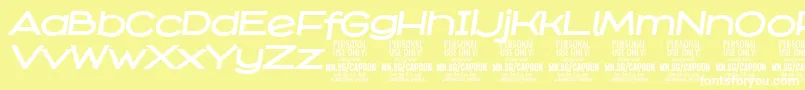 CapoonBoldIt PERSONAL-Schriftart – Weiße Schriften auf gelbem Hintergrund