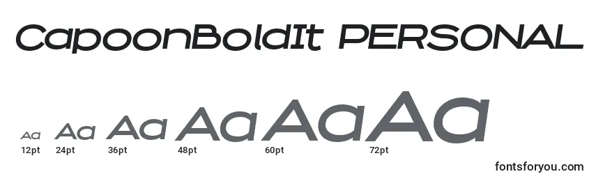 CapoonBoldIt PERSONAL Font Sizes