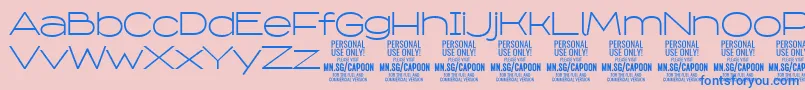 フォントCapoonLigh PERSONAL – ピンクの背景に青い文字