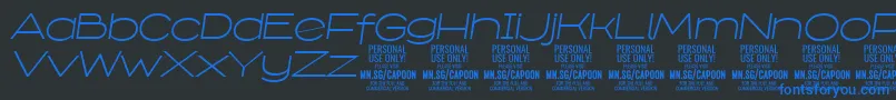フォントCapoonLighIt PERSONAL – 黒い背景に青い文字