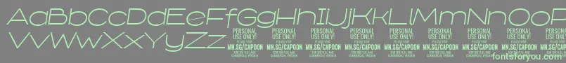 フォントCapoonLighIt PERSONAL – 灰色の背景に緑のフォント