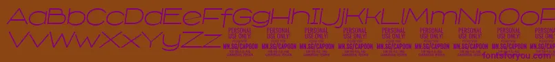 フォントCapoonLighIt PERSONAL – 紫色のフォント、茶色の背景