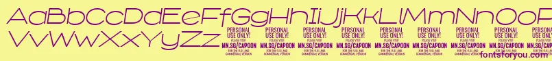 CapoonLighIt PERSONAL-fontti – violetit fontit keltaisella taustalla