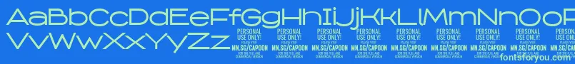 Fonte CapoonMedi PERSONAL – fontes verdes em um fundo azul