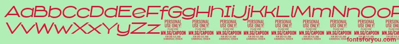 CapoonMediIt PERSONAL Font – Red Fonts on Green Background