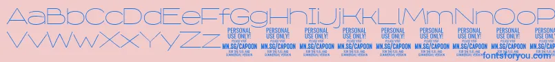 フォントCapoonThin PERSONAL – ピンクの背景に青い文字