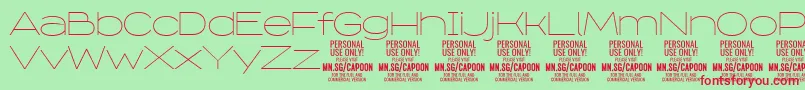 CapoonThin PERSONAL Font – Red Fonts on Green Background