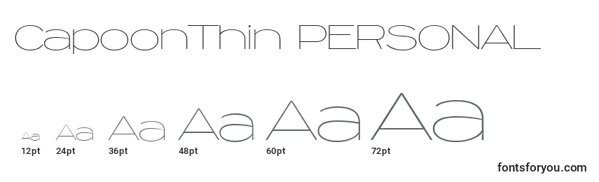 CapoonThin PERSONAL Font Sizes