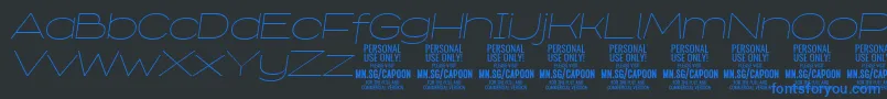 CapoonThinIt PERSONAL-Schriftart – Blaue Schriften auf schwarzem Hintergrund