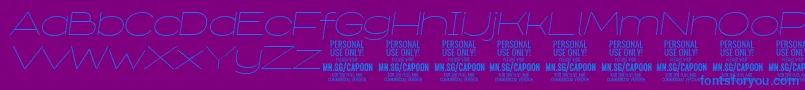 CapoonThinIt PERSONAL-Schriftart – Blaue Schriften auf violettem Hintergrund