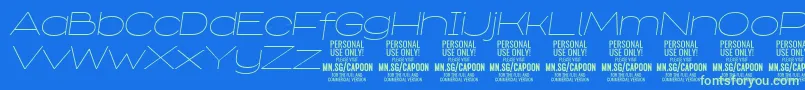 CapoonThinIt PERSONAL Font – Green Fonts on Blue Background