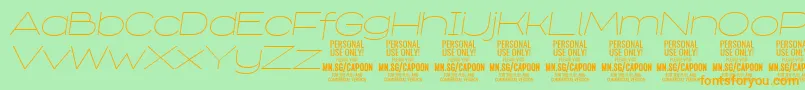CapoonThinIt PERSONAL-Schriftart – Orangefarbene Schriften auf grünem Hintergrund