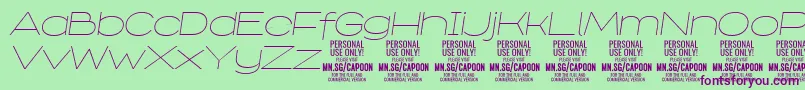 Шрифт CapoonThinIt PERSONAL – фиолетовые шрифты на зелёном фоне