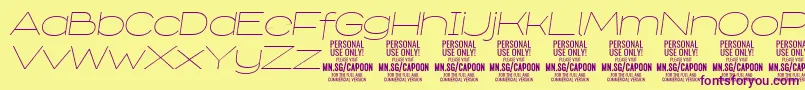 CapoonThinIt PERSONAL-Schriftart – Violette Schriften auf gelbem Hintergrund