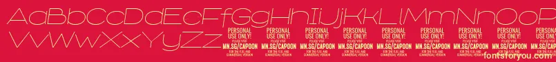 Fonte CapoonThinIt PERSONAL – fontes amarelas em um fundo vermelho