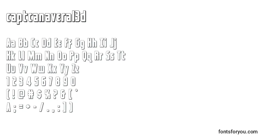 Captcanaveral3d-fontti – aakkoset, numerot, erikoismerkit