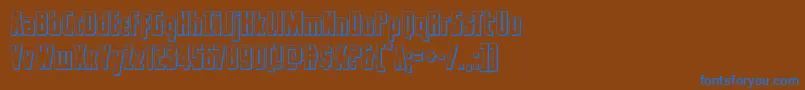 captcanaveral3d-Schriftart – Blaue Schriften auf braunem Hintergrund