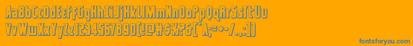 captcanaveral3d-Schriftart – Blaue Schriften auf orangefarbenem Hintergrund