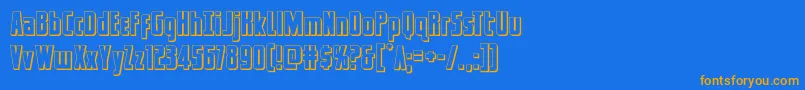 captcanaveral3d-Schriftart – Orangefarbene Schriften auf blauem Hintergrund