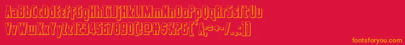 captcanaveral3d-Schriftart – Orangefarbene Schriften auf rotem Hintergrund