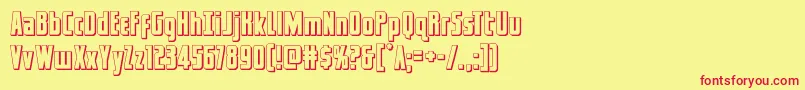 captcanaveral3d-Schriftart – Rote Schriften auf gelbem Hintergrund