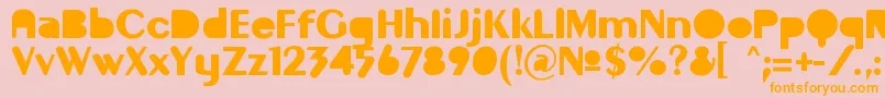 フォントGilgongoMutombo – オレンジの文字がピンクの背景にあります。