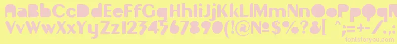 GilgongoMutombo-fontti – vaaleanpunaiset fontit keltaisella taustalla