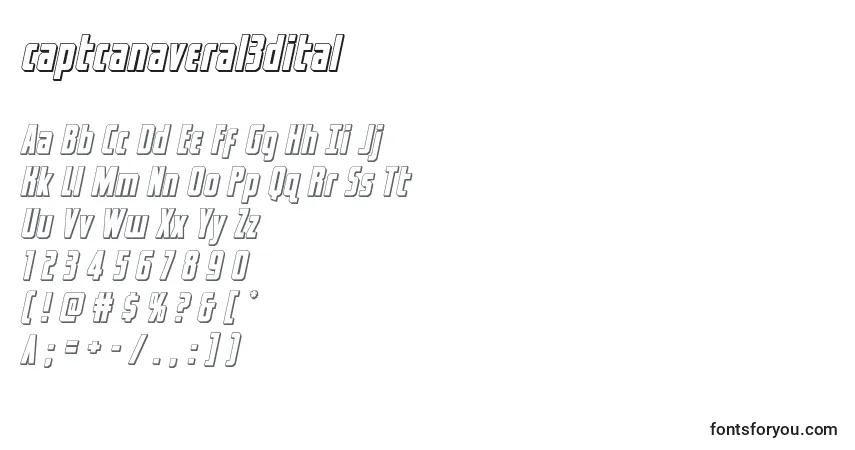 Captcanaveral3dital (122771)-fontti – aakkoset, numerot, erikoismerkit