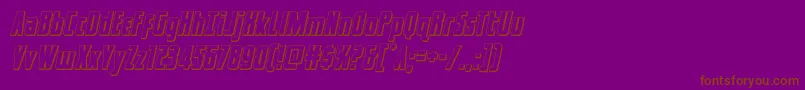 フォントcaptcanaveral3dital – 紫色の背景に茶色のフォント